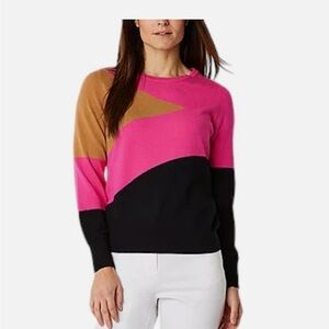 Liz Claiborne Women's Sweater - Pink, Black, and Tan